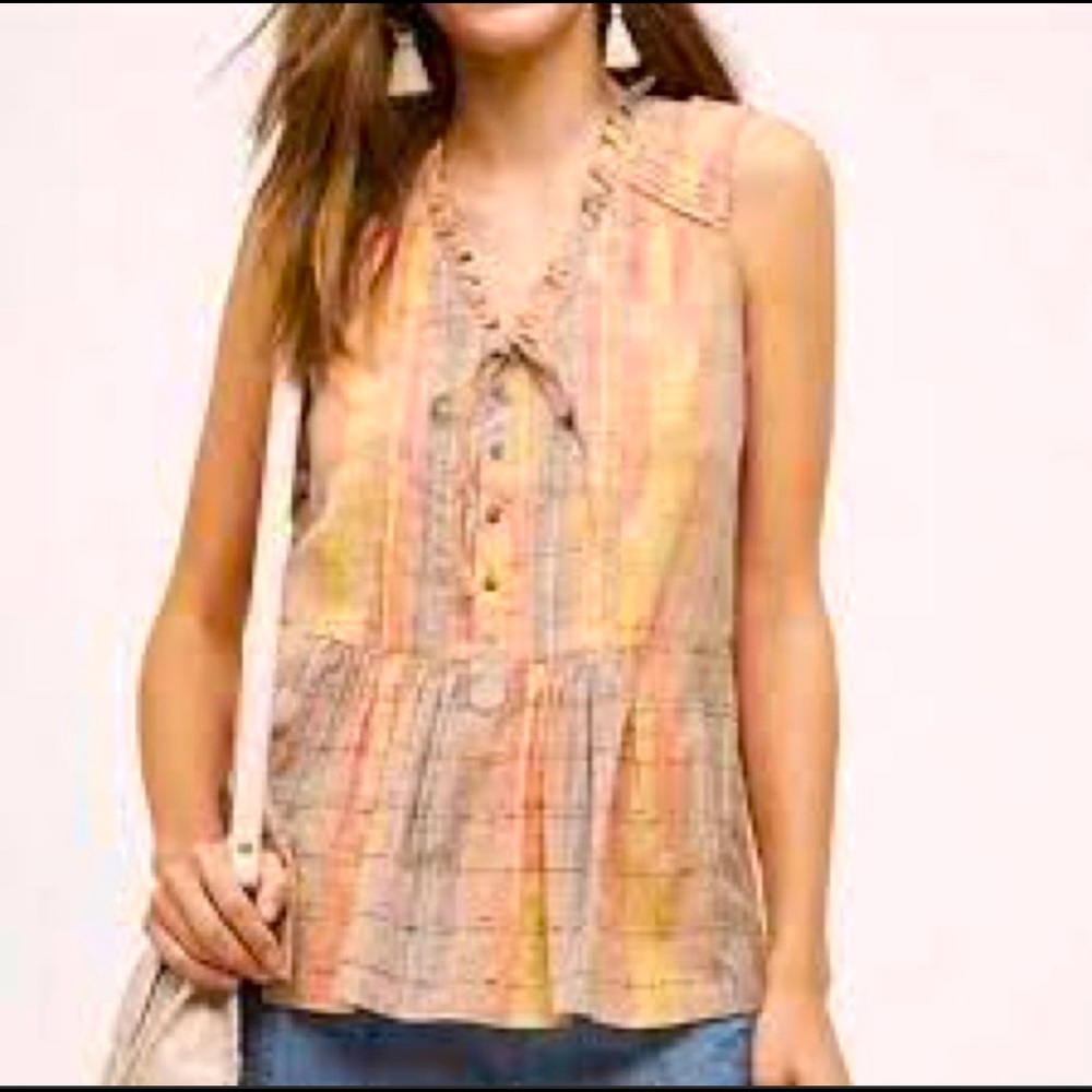 Anthro Holding Horses faye plaid sleeveless top